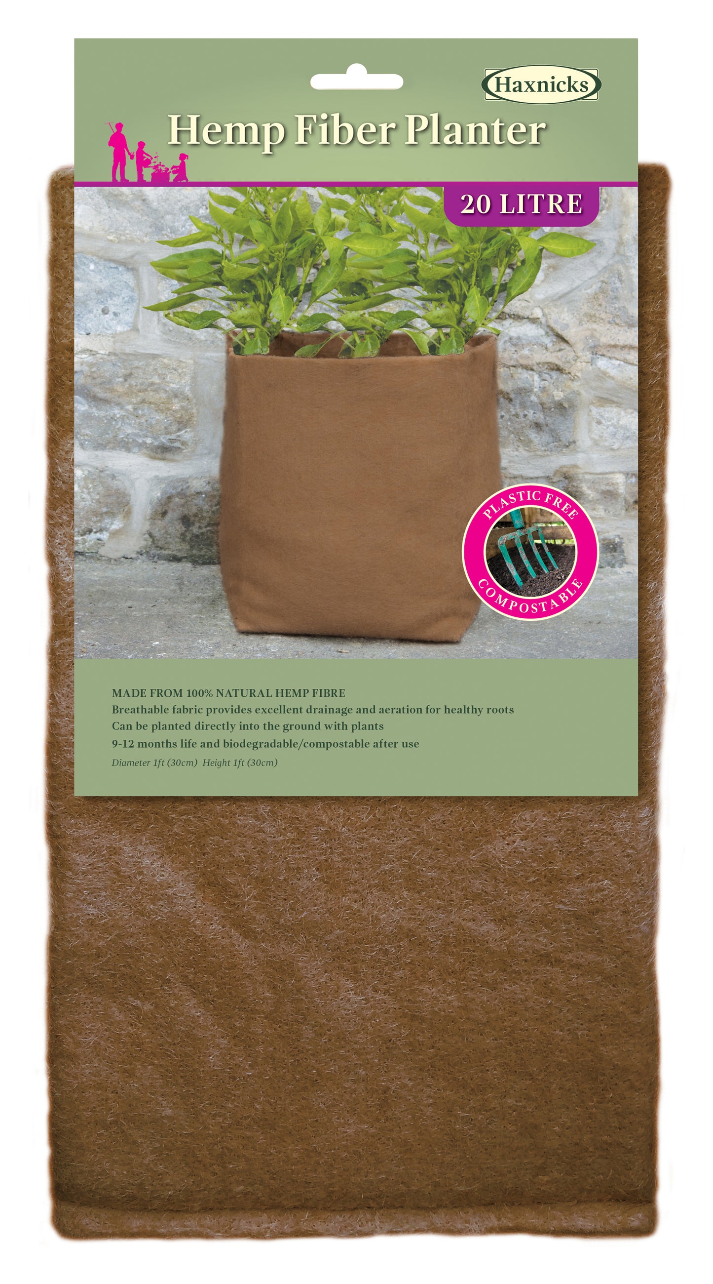 5 gal. 20L Hemp Fiber Planter -Ship Only