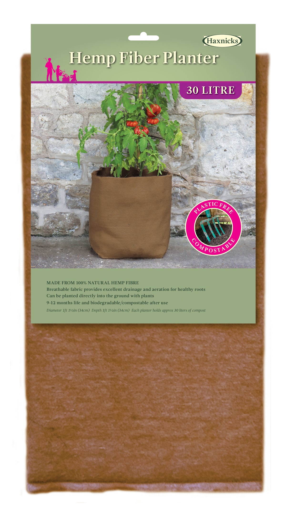 8 gal. 30L Hemp Fiber Planter -Ship Only