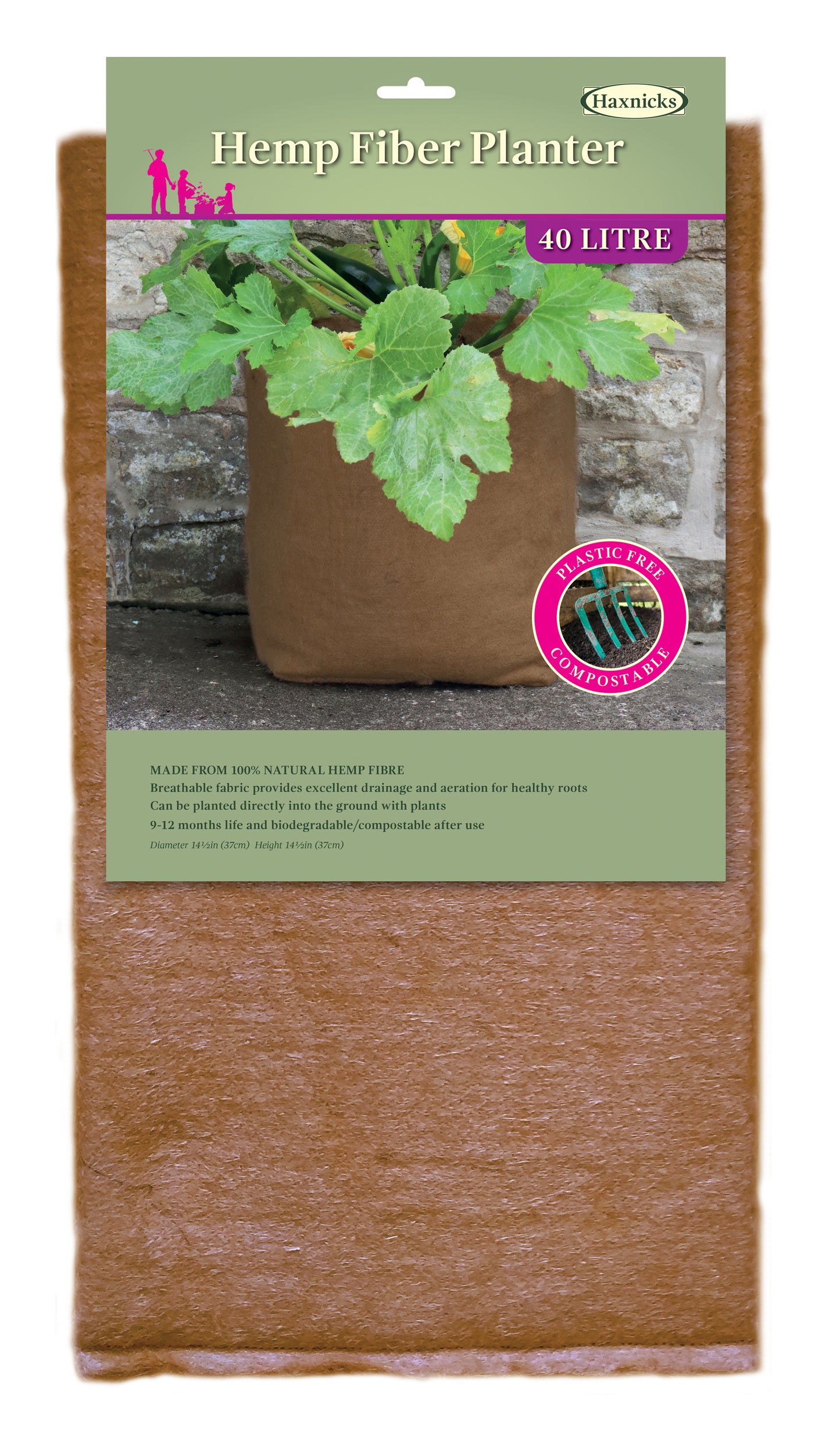 10.5 gal. 40L Hemp Fiber Planter -Ship Only