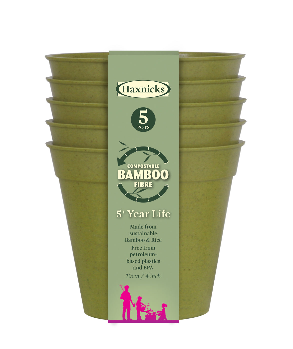 4" Green Bamboo Pot 5 Pack -Ship Only