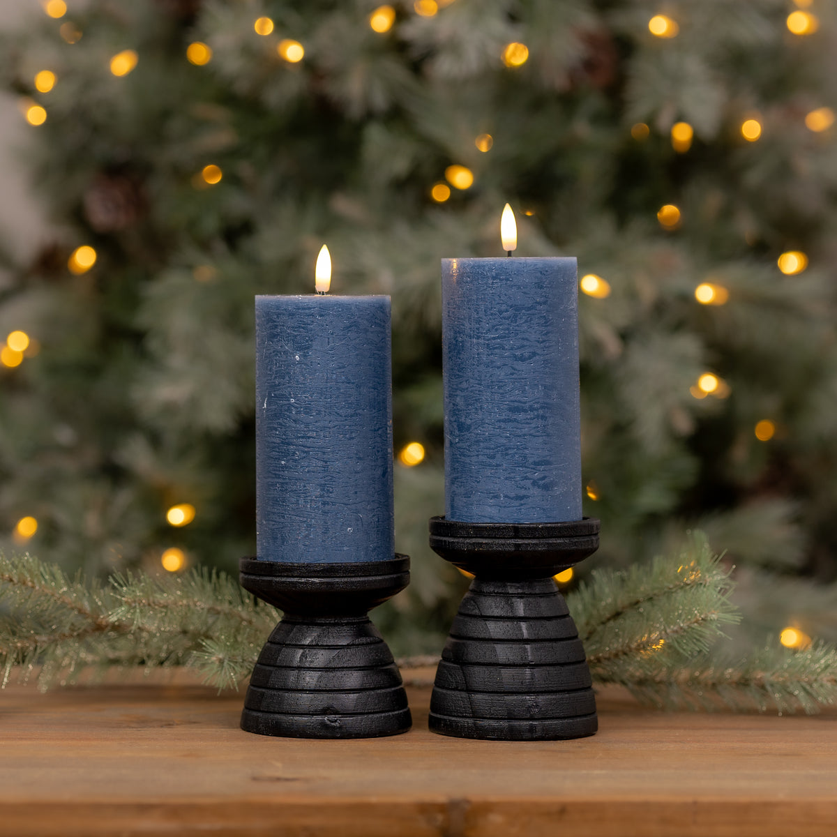 FIA Wick Blue Pillar Candle (Set of 2)