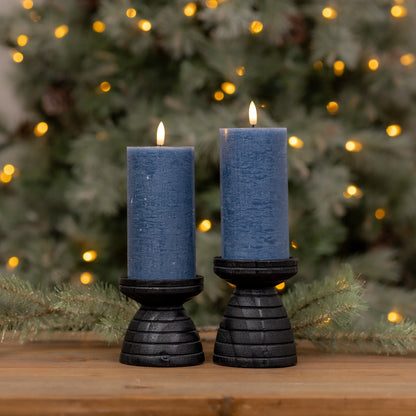 FIA Wick Blue Pillar Candle (Set of 2)