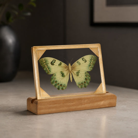 Butterfly Décor 9"L x 6"H Wood/Glass/Iron -Ship Only