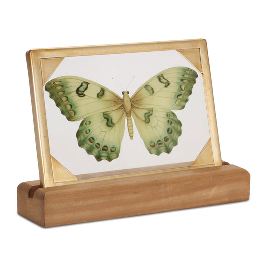 Butterfly Décor 9"L x 6"H Wood/Glass/Iron -Ship Only