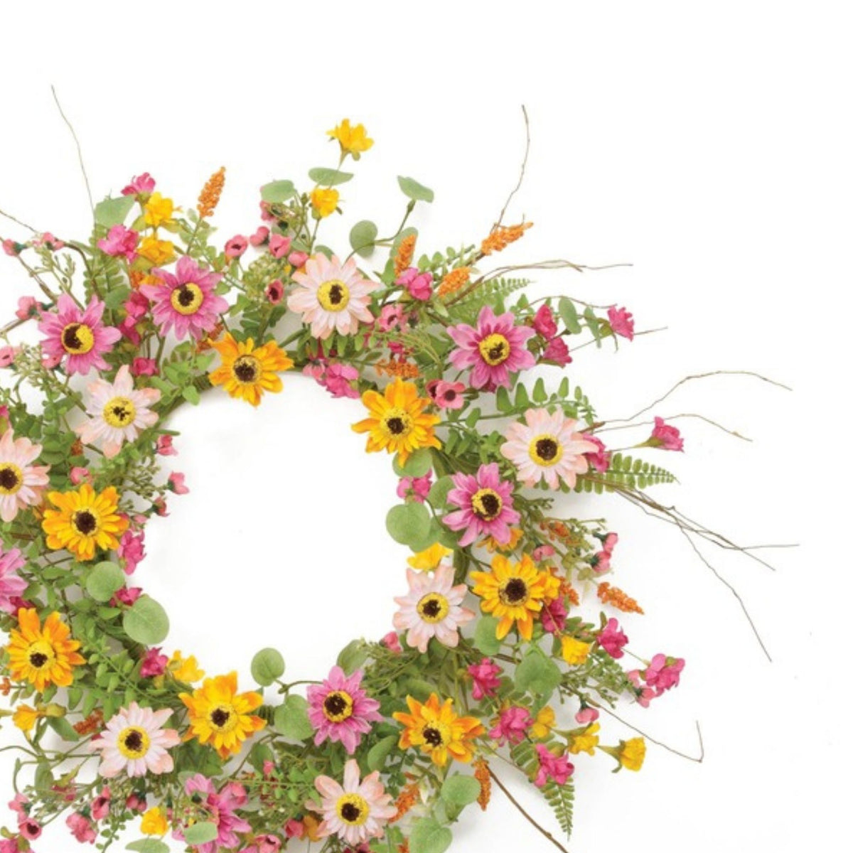 Mixed Floral Wreath 24”D Polyester -Ship Only