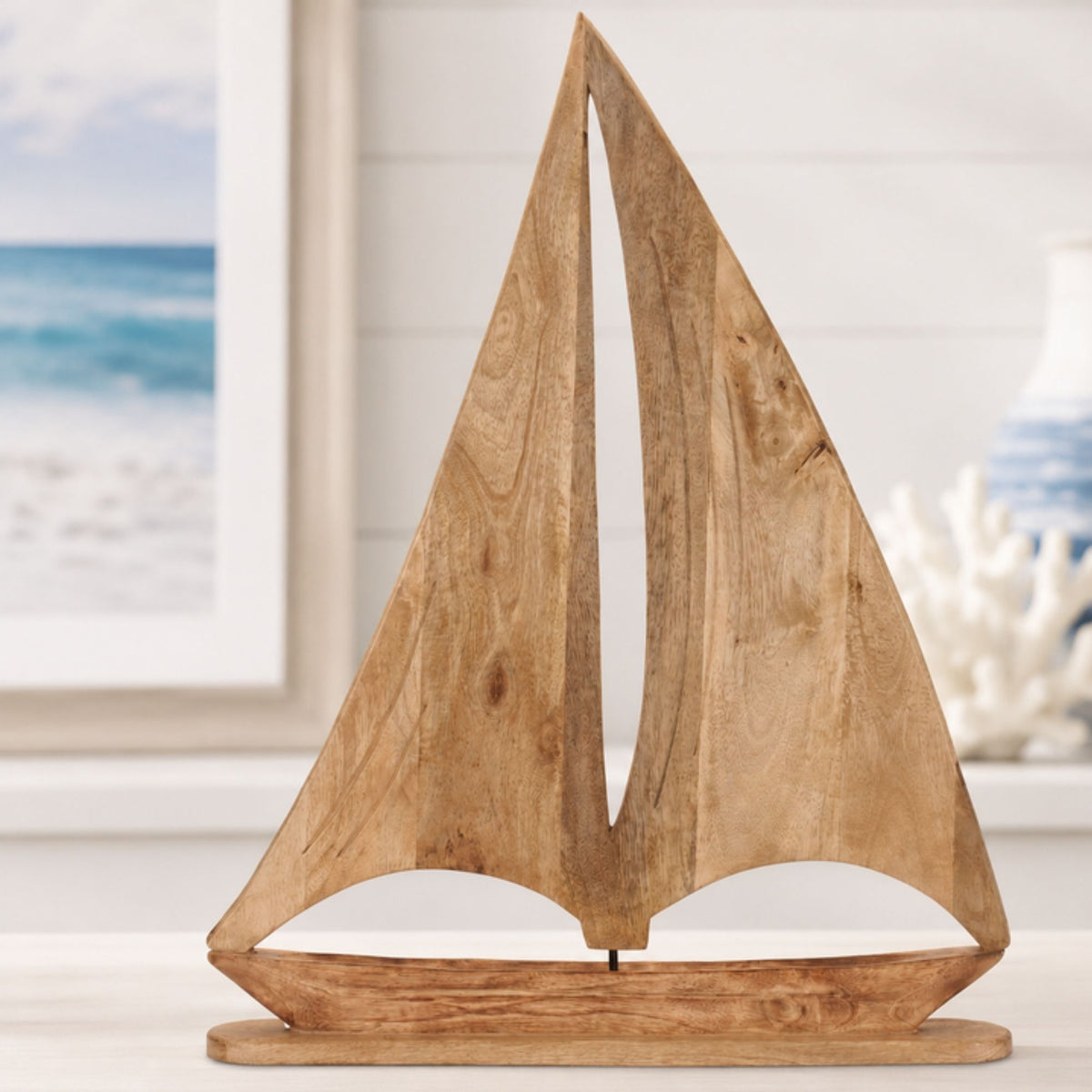 Sailboat 27.5"L x 35.5"H Wood -Ship Only