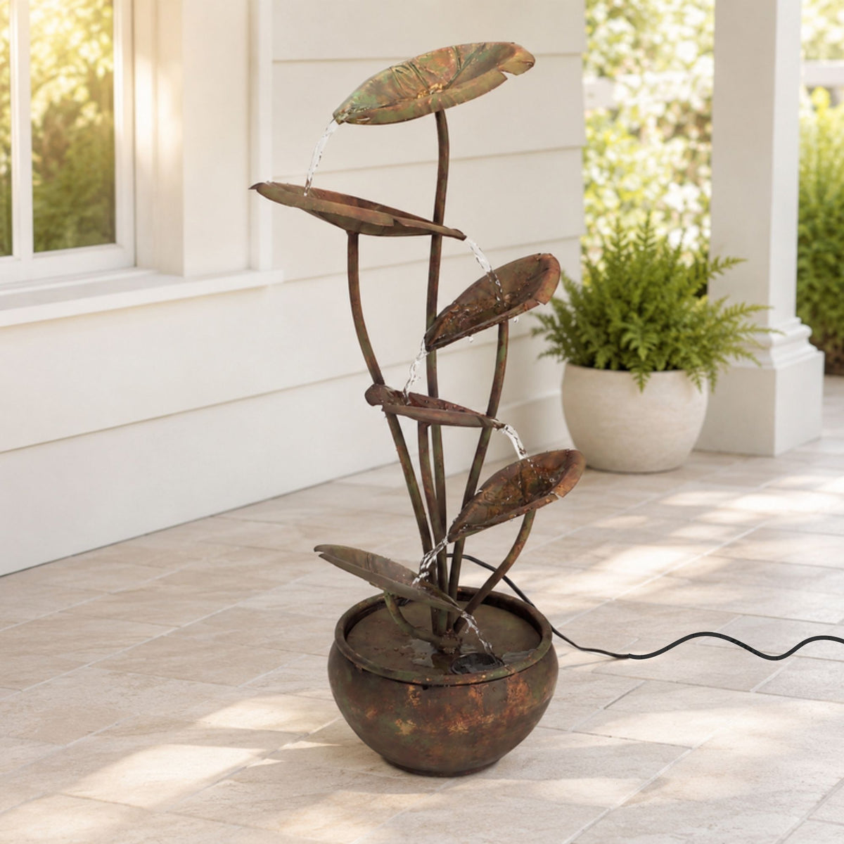 Bronze Metal Lotus Leaf Fountain 30.5"H -Ship Only