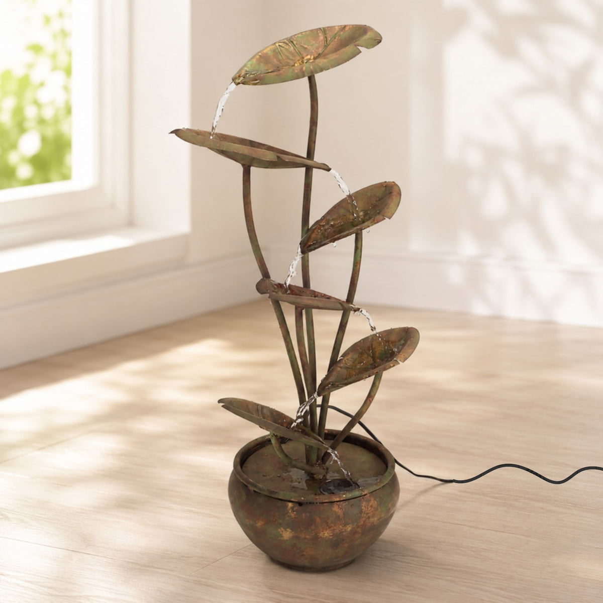 Bronze Metal Lotus Leaf Fountain 30.5"H -Ship Only