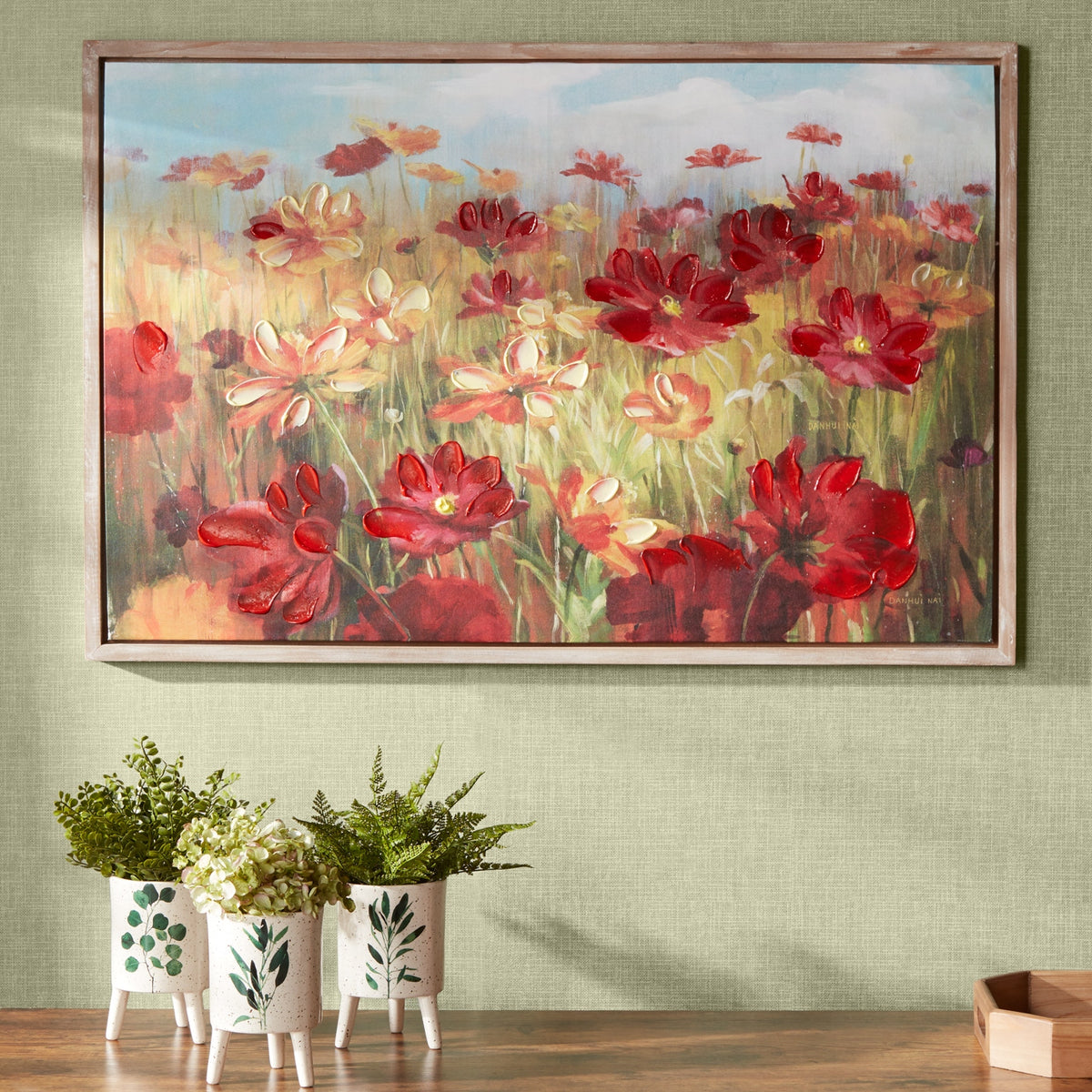Framed Floral Canvas Art 35.5"L -Ship Only
