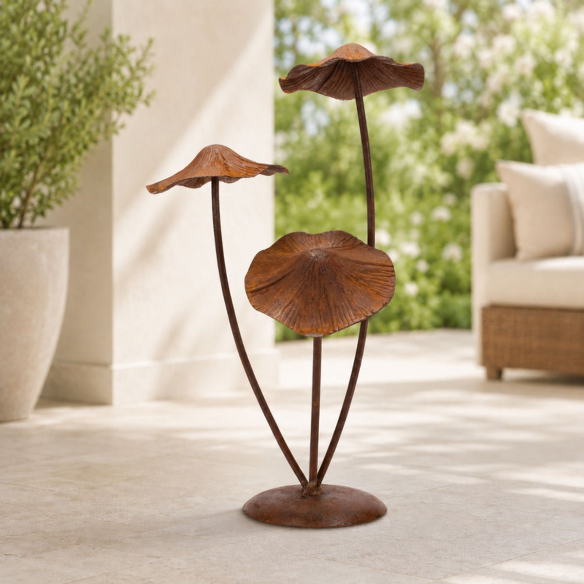 Bronze Metal Mushroom Garden Accent 18.25"H -Ship Only