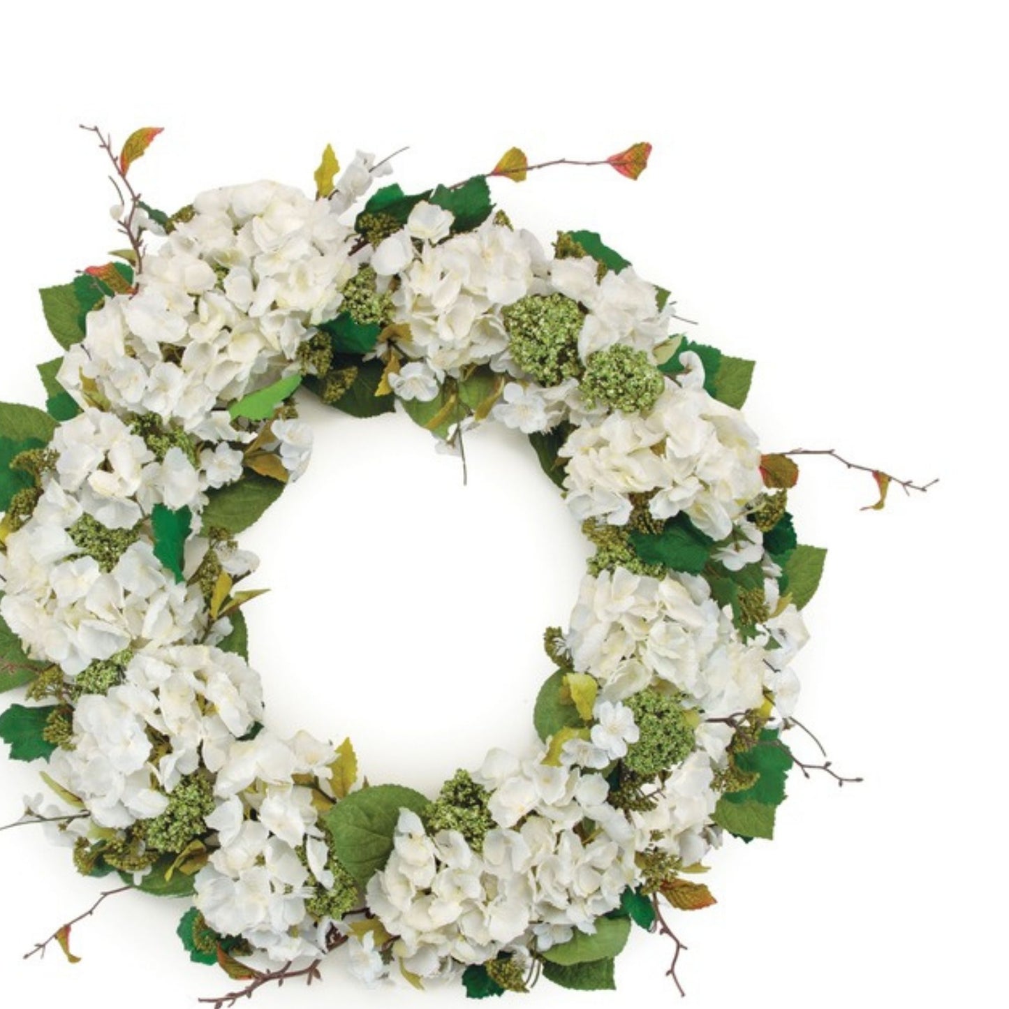 Hydrangea and Seedum Floral Wreath 22"D