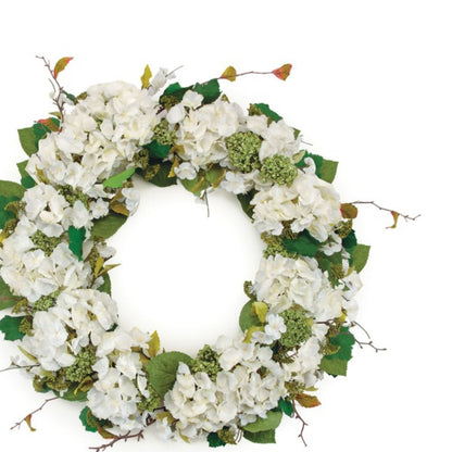 Hydrangea and Seedum Floral Wreath 22"D