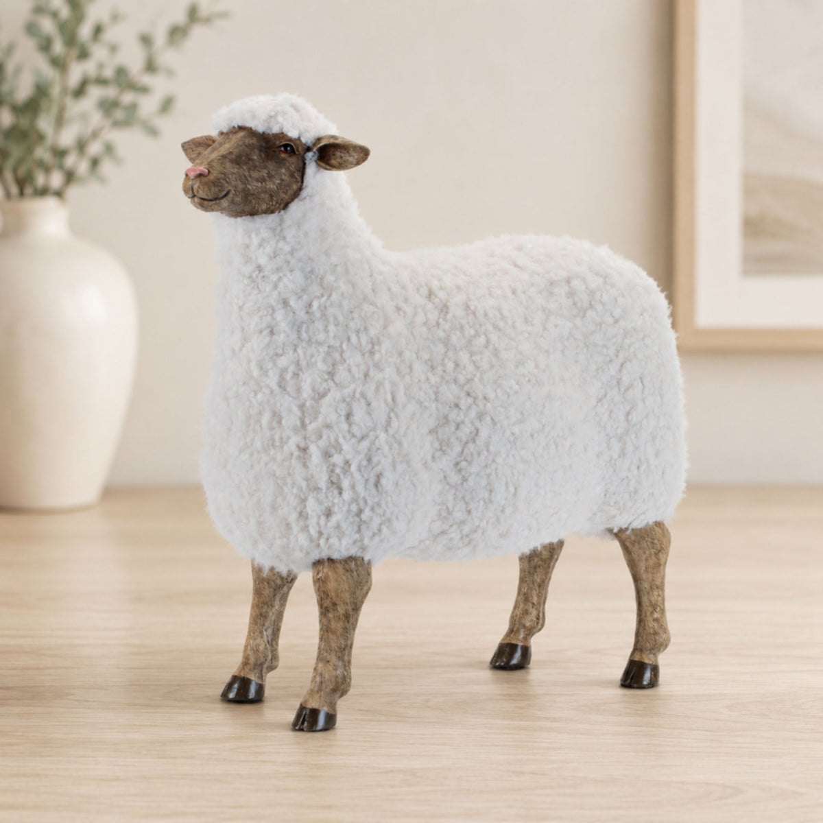 Furry Sheep Statue 23"L -Ship Only