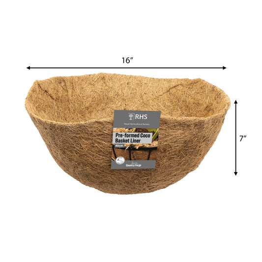 16" Preformed Coco Basket Liner RHS -Ship Only