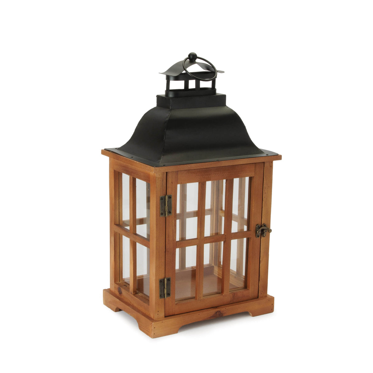 Lantern (Set of 2) 19.5"H, 24.5"H Wood/Glass/Iron