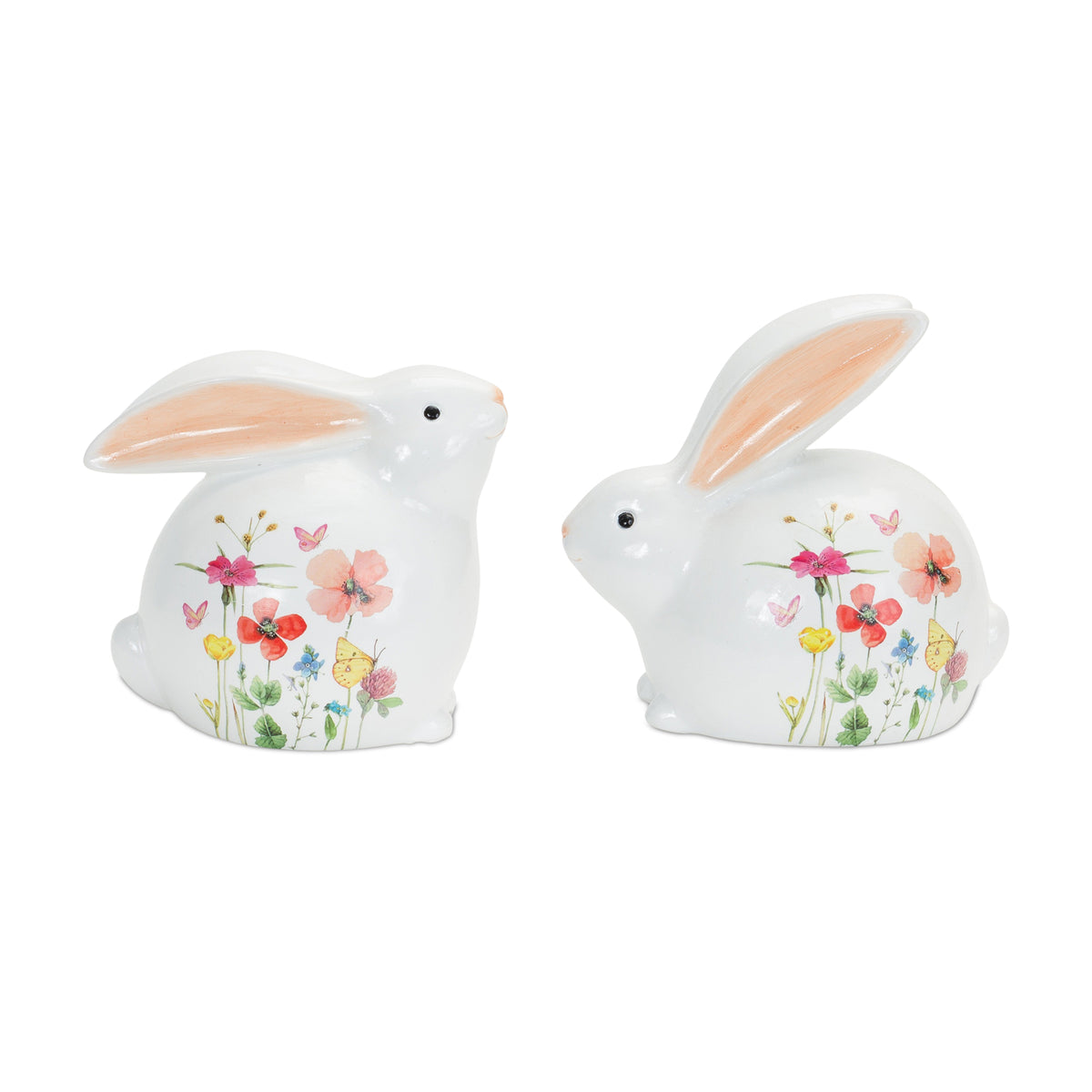 Floral Bunny (Set of 4) 5.5"H, 6.25"H Terra Cotta -Ship Only