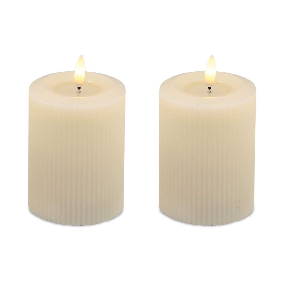 FIA Wick Candle (Set of 2) 3"D x 4"H CREAM Wax/Plastic 2 C Batteries Not Included 4 & 8 Hr Timer -Ship Only