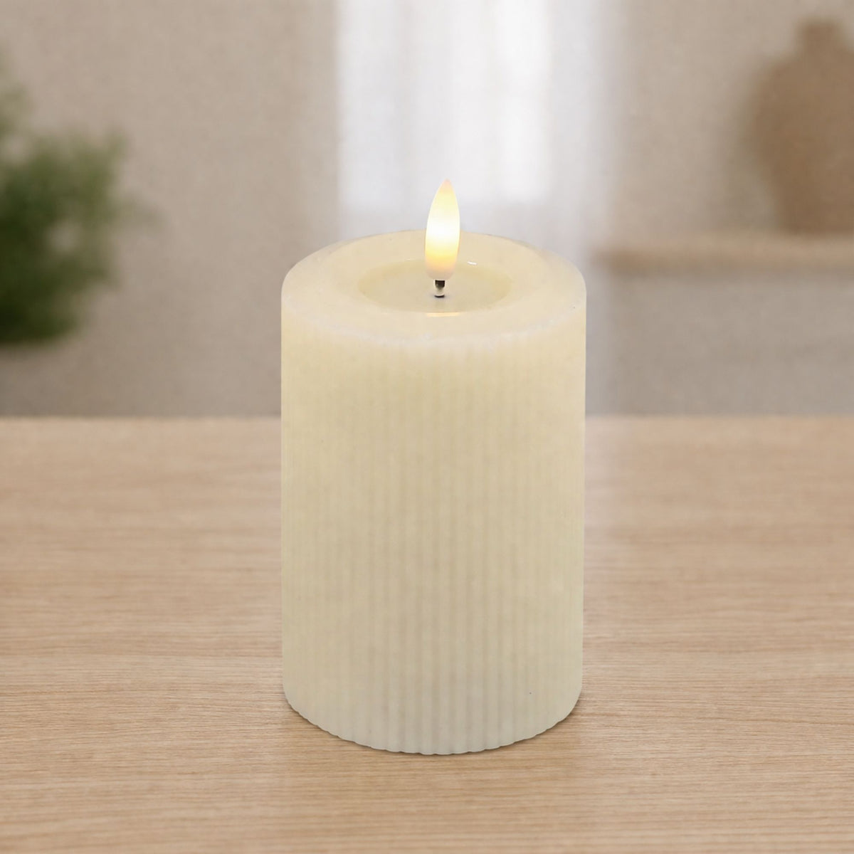 FIA Wick Candle (Set of 2) 3"D x 4"H CREAM Wax/Plastic 2 C Batteries Not Included 4 & 8 Hr Timer -Ship Only
