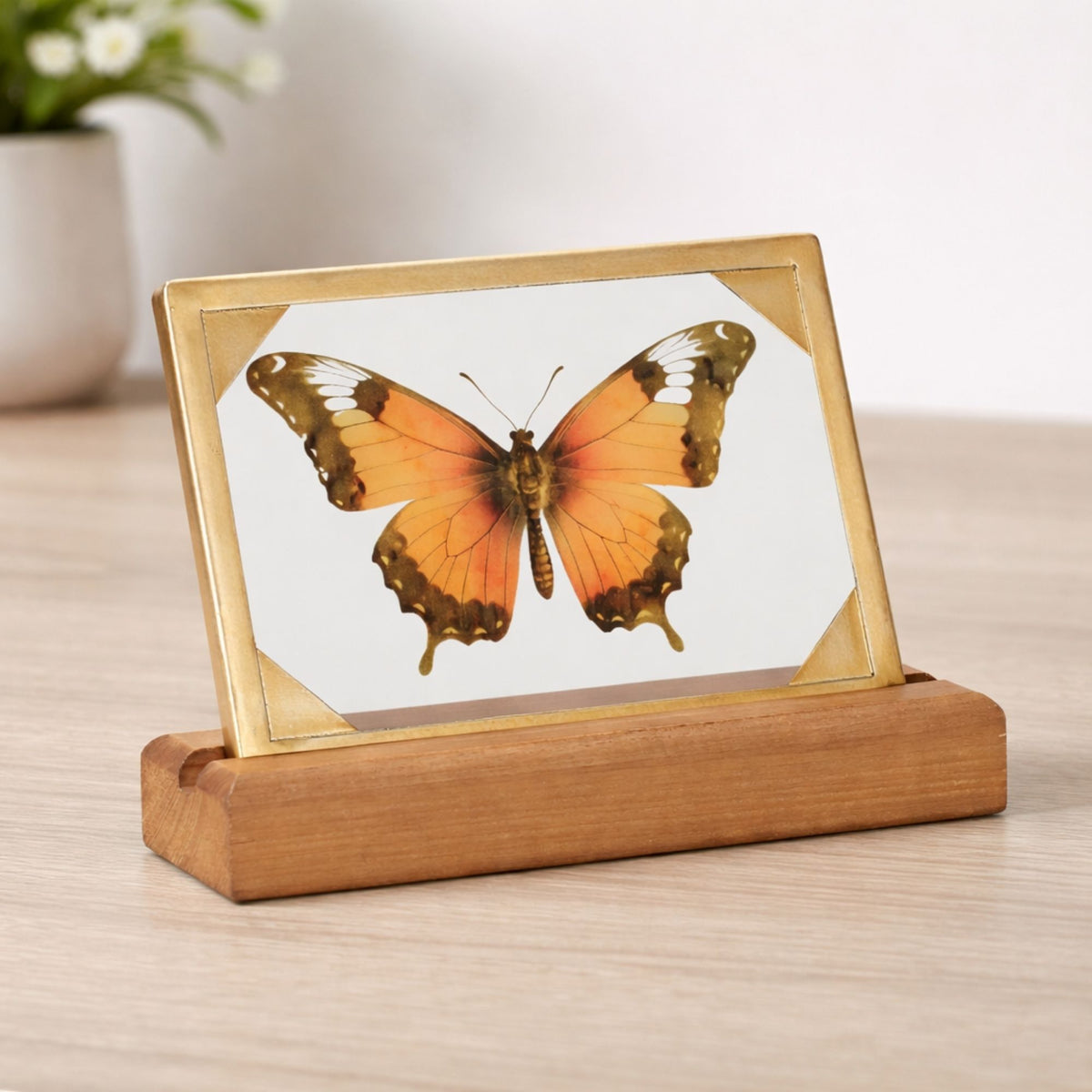 Butterfly Décor 9"L x 6"H Wood/Glass/Iron -Ship Only