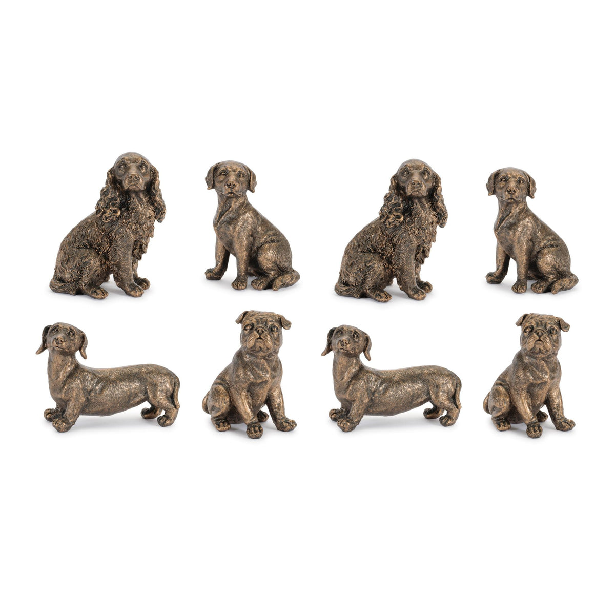 Dog (Set of 8) 3"H, 3.25"H, 3.5"H, 3.75"H Resin -Ship Only
