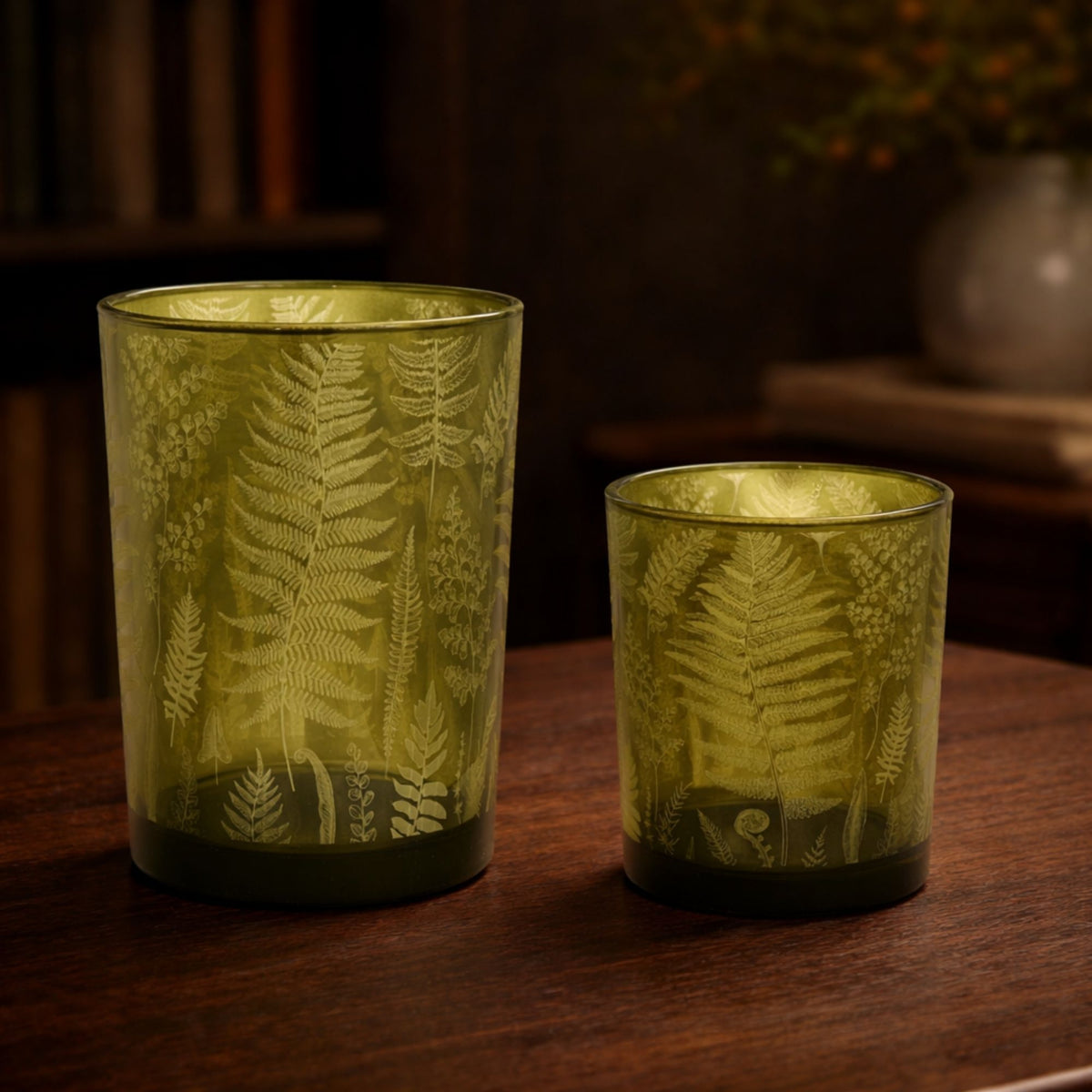 Candle Holder (Set of 2) 4"D x 5"H, 4.5"D x 7"H Glass -Ship Only