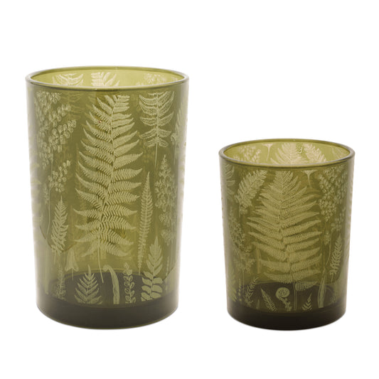 Candle Holder (Set of 2) 4"D x 5"H, 4.5"D x 7"H Glass -Ship Only