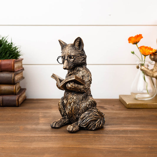 Fox Reading 6.5”H Resin -Ship Only