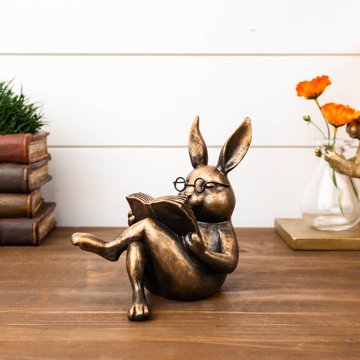 Rabbit Reading 5.25”H Resin -Ship Only