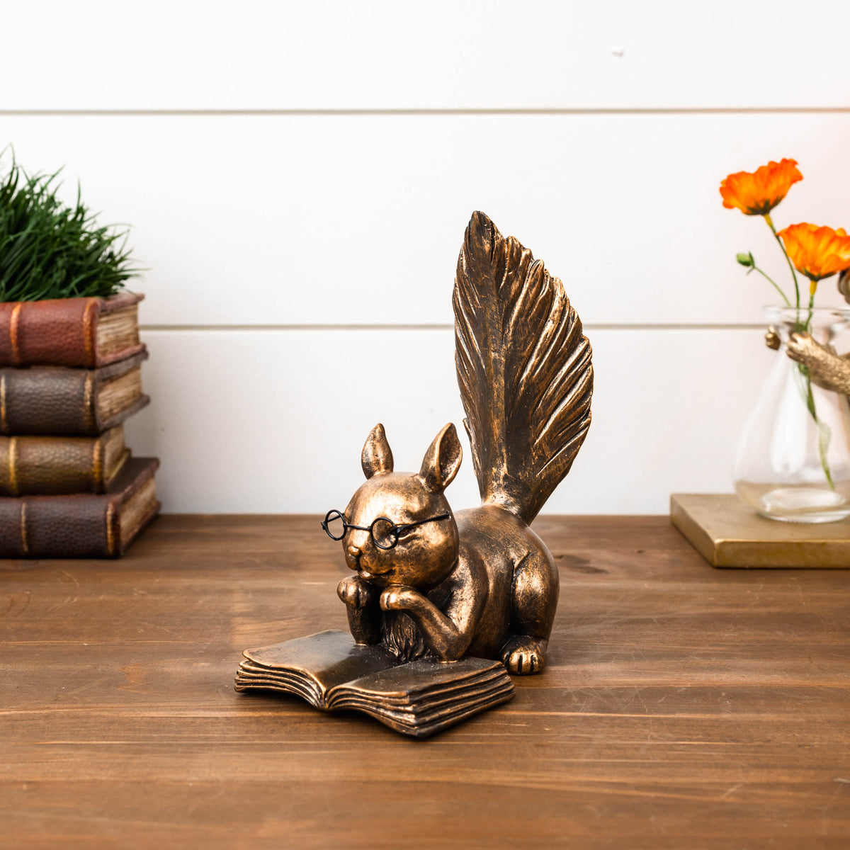 Squirrel Reading 6”H Resin -Ship Only
