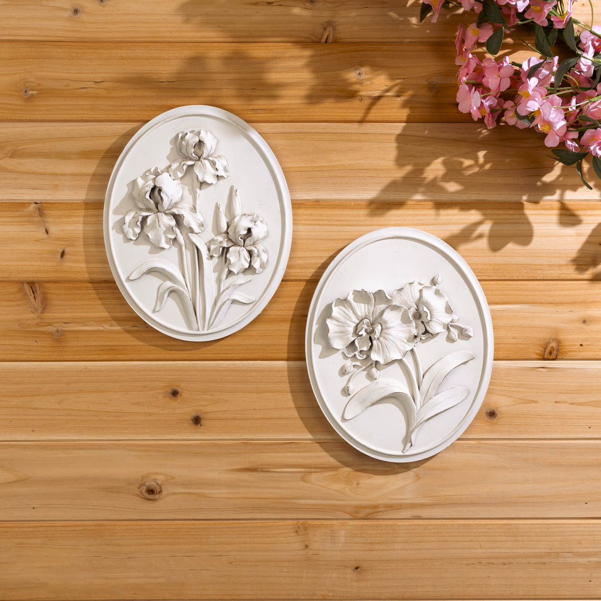 Floral Plaque (Set of 3) 10”H Resin -Ship Only