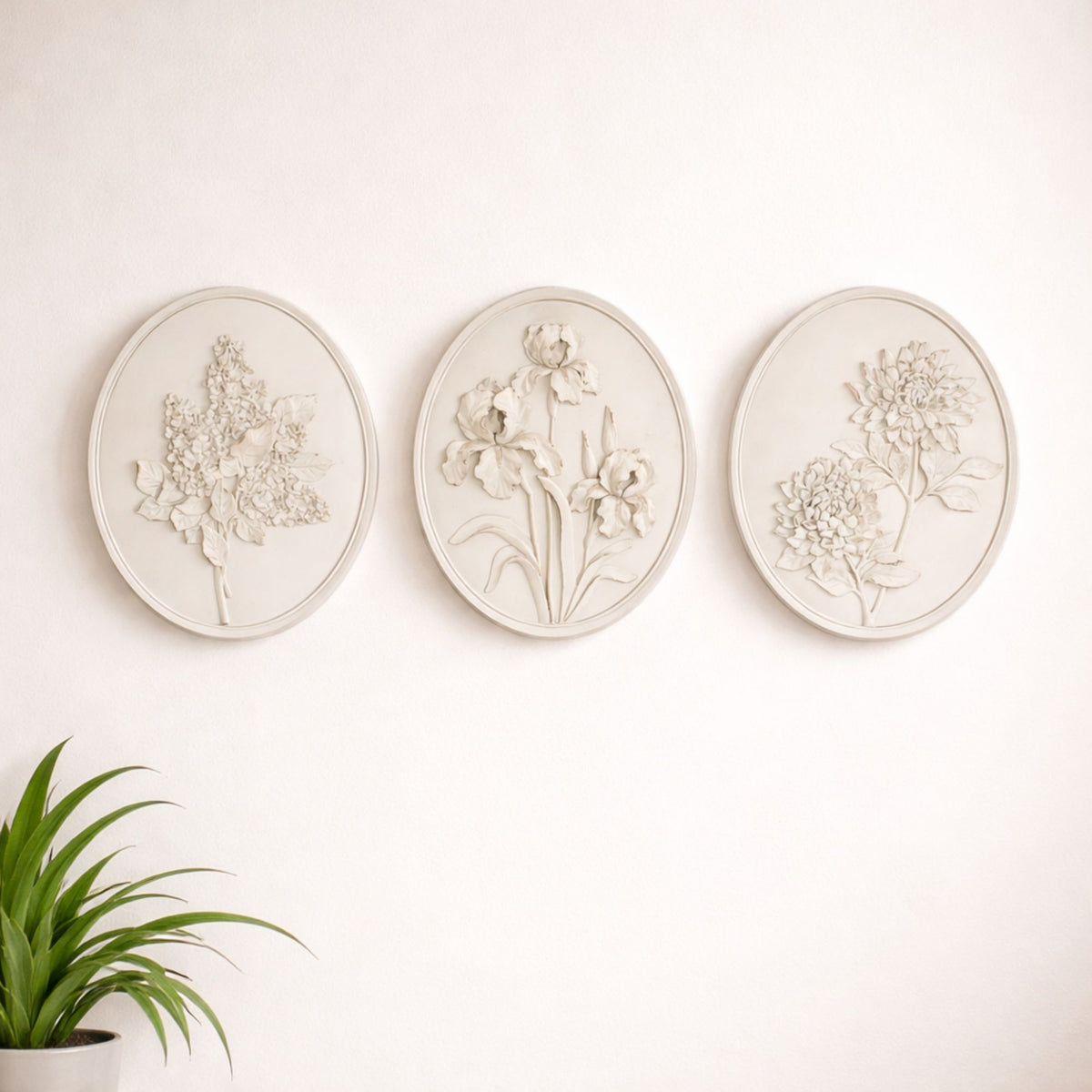 Floral Plaque (Set of 3) 10”H Resin -Ship Only