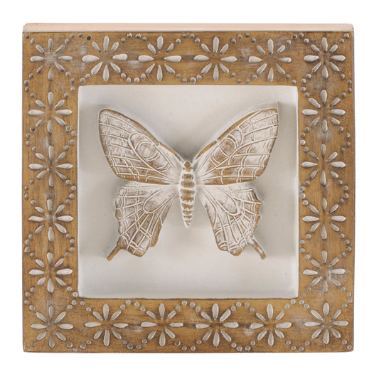Butterfly/Dragonfly Plaque (Set of 2) 5.75”SQ Resin -Ship Only
