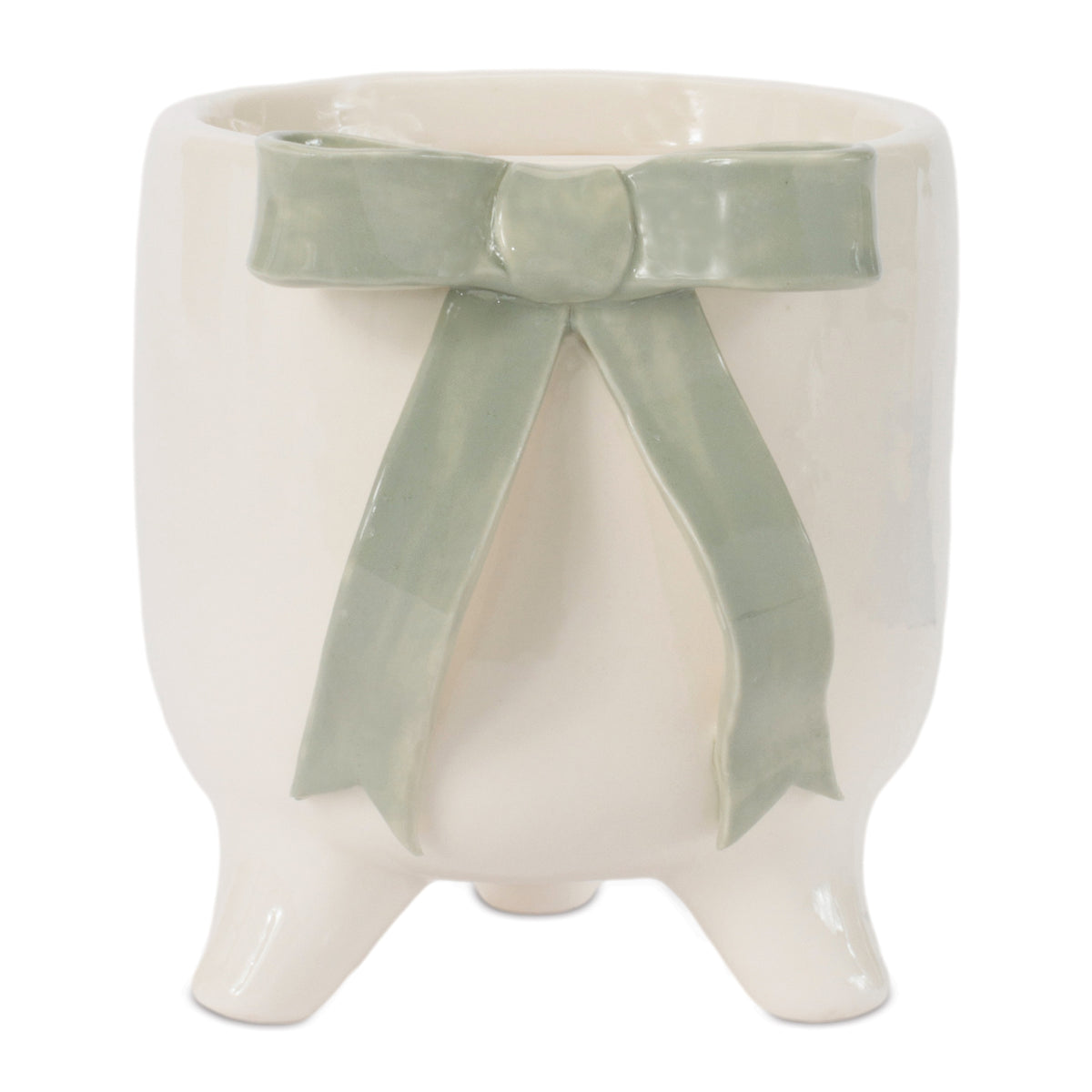 Container w/Bow (Set of 4) 3.75”H Stoneware -Ship Only