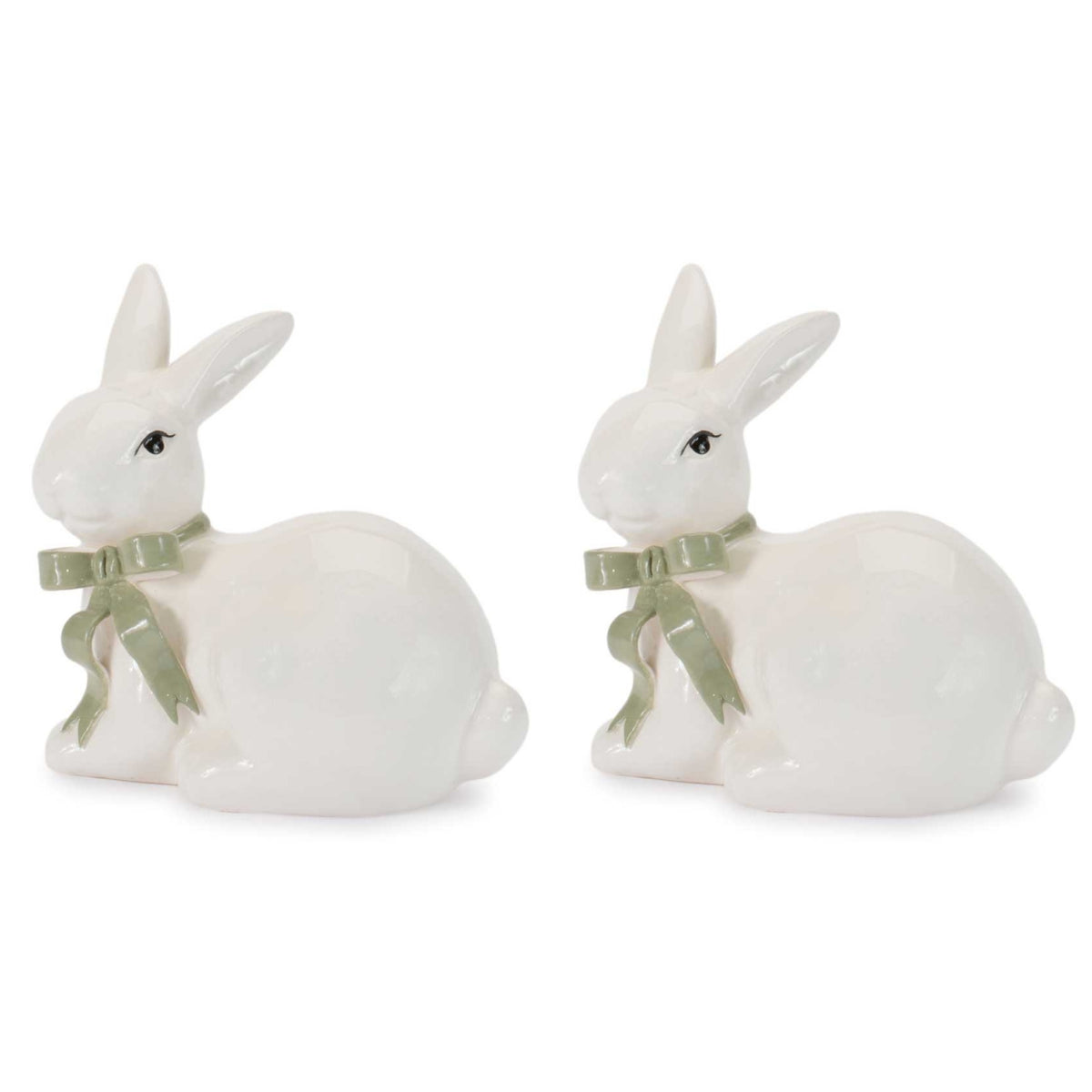 Rabbit w/Bow (Set of 2) 4.5”H Dolomite -Ship Only