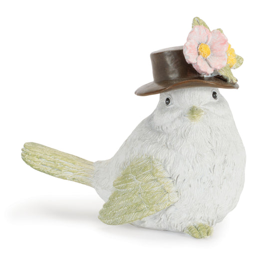 Bird w/Hat (Set of 2) 3.5"H, 4"H Resin -Ship Only
