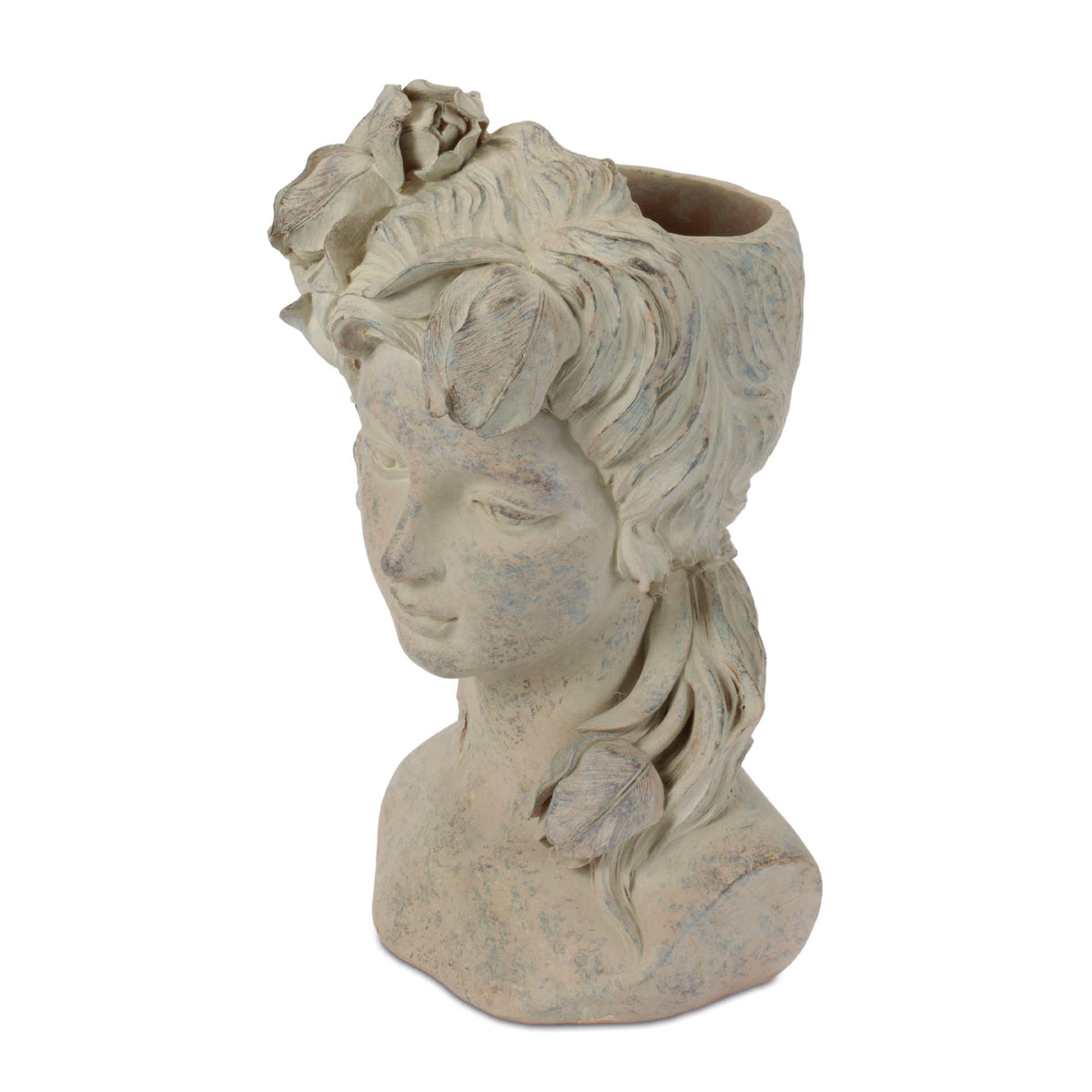 Woman Bust Container 10.5”H Resin -Ship Only