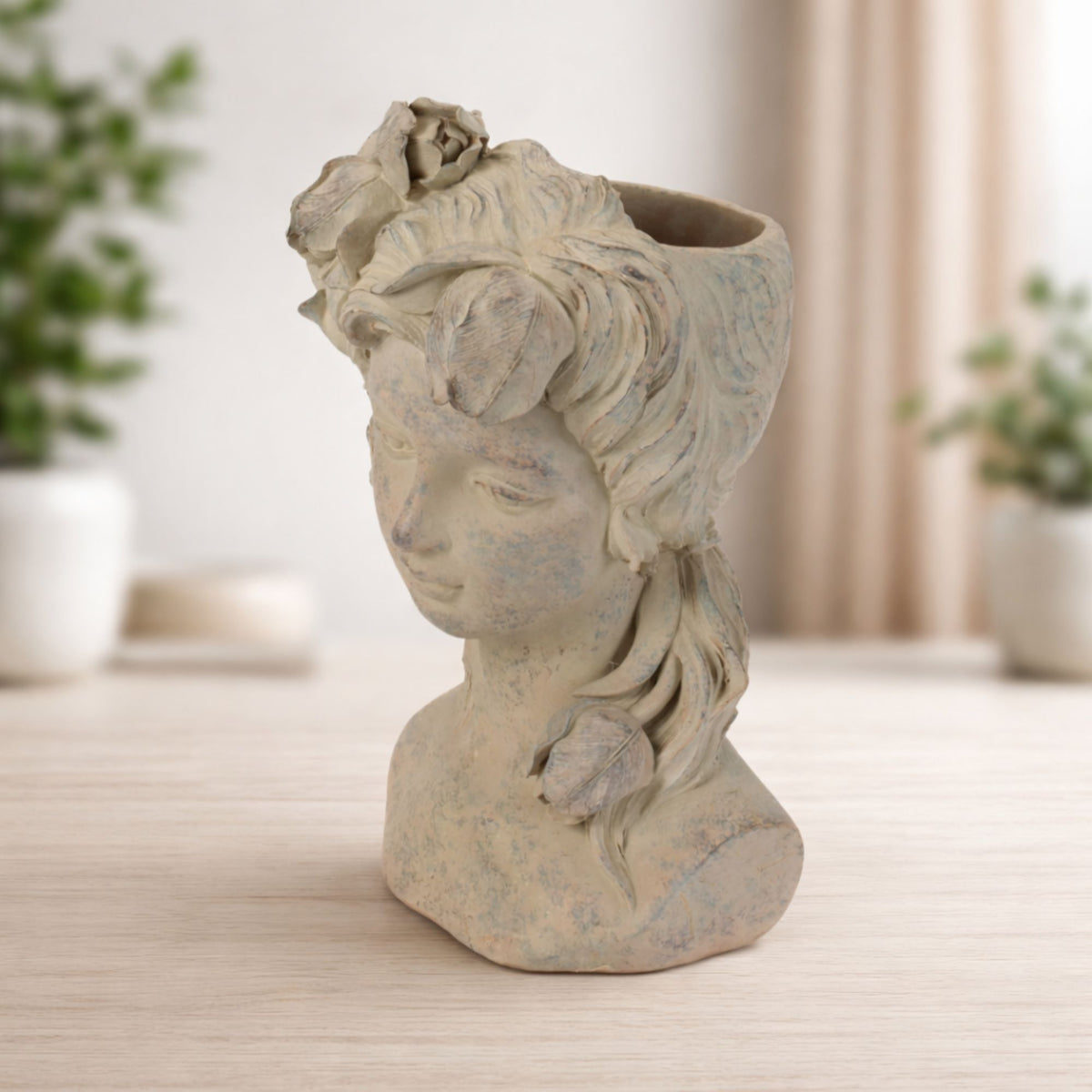 Woman Bust Container 10.5”H Resin -Ship Only