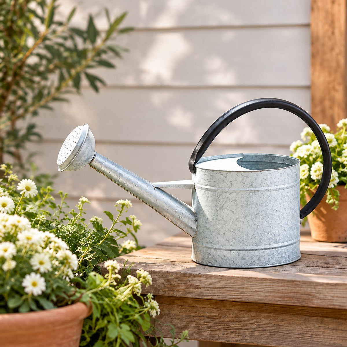0.7 gal Oval Aged Zinc Watering Can -Ship Only