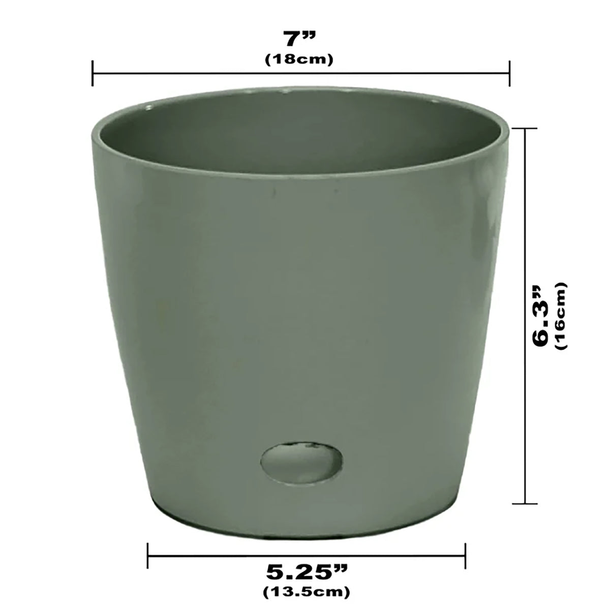 7" Sage Green Round Self-Watering Bamboo Pot -Ship Only