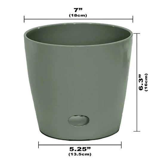 7" Sage Green Round Self-Watering Bamboo Pot -Ship Only