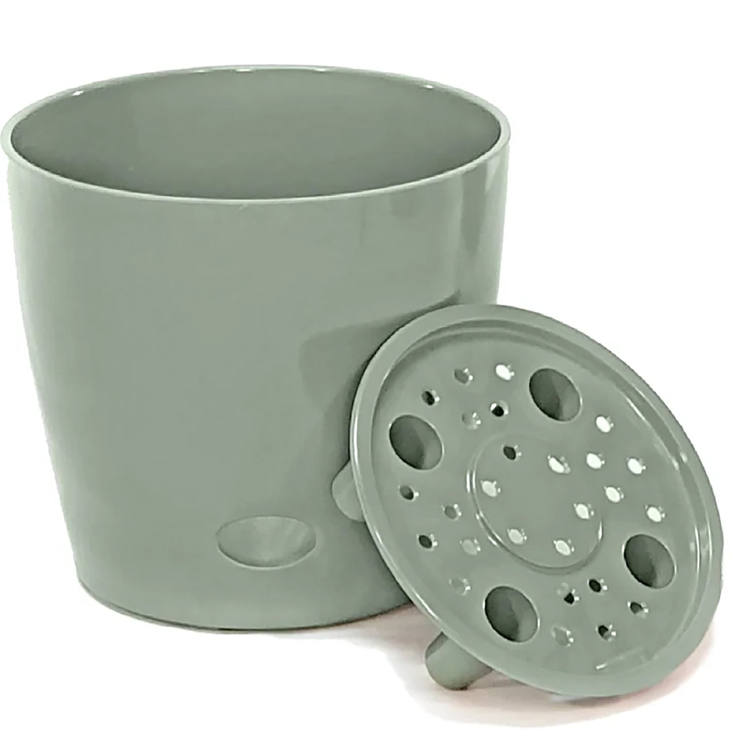 7" Sage Green Round Self-Watering Bamboo Pot -Ship Only
