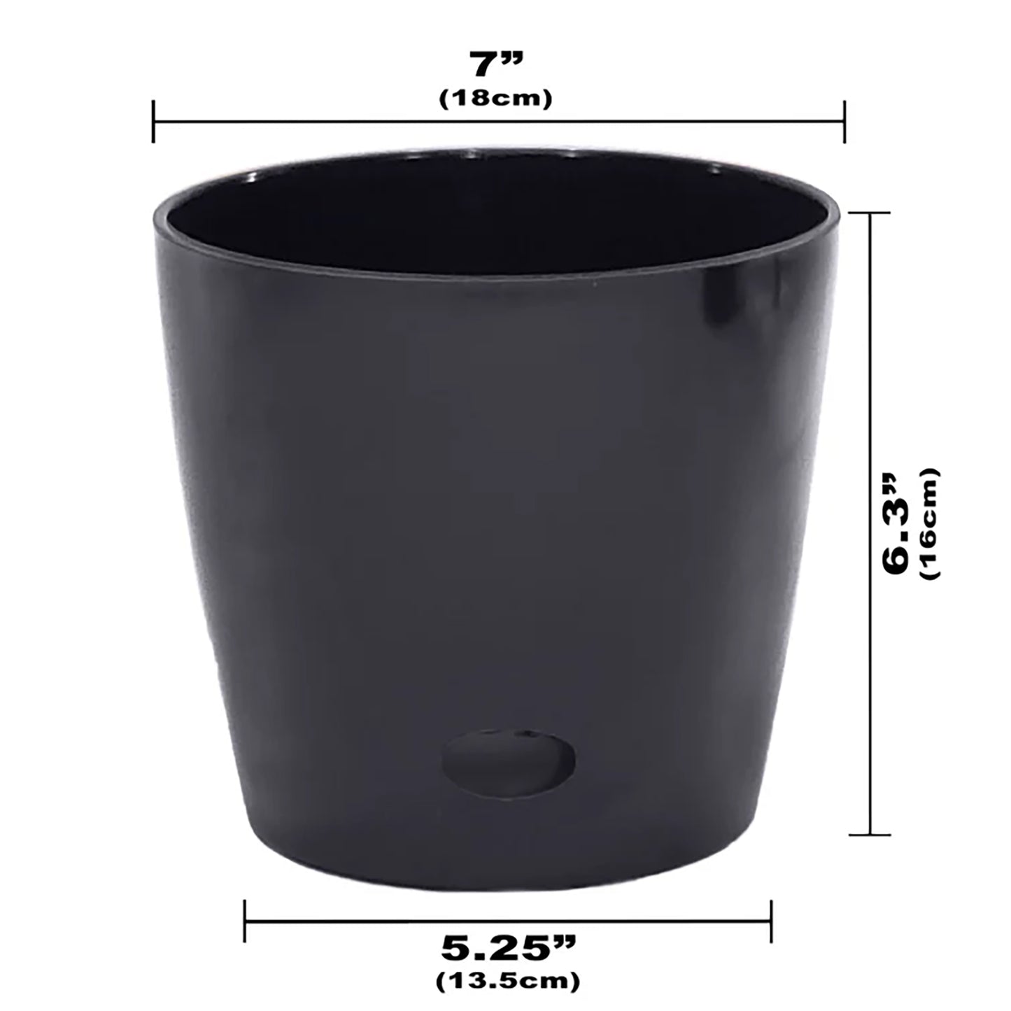 7" Black Round Self-Watering Bamboo Pot -Ship Only