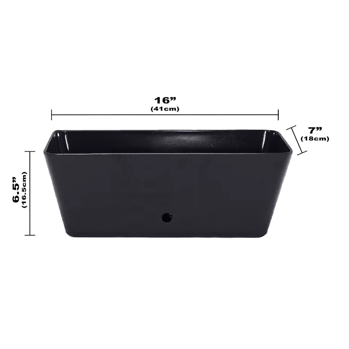 16" Black Rectangular Self-Watering Bamboo Planter -Ship Only