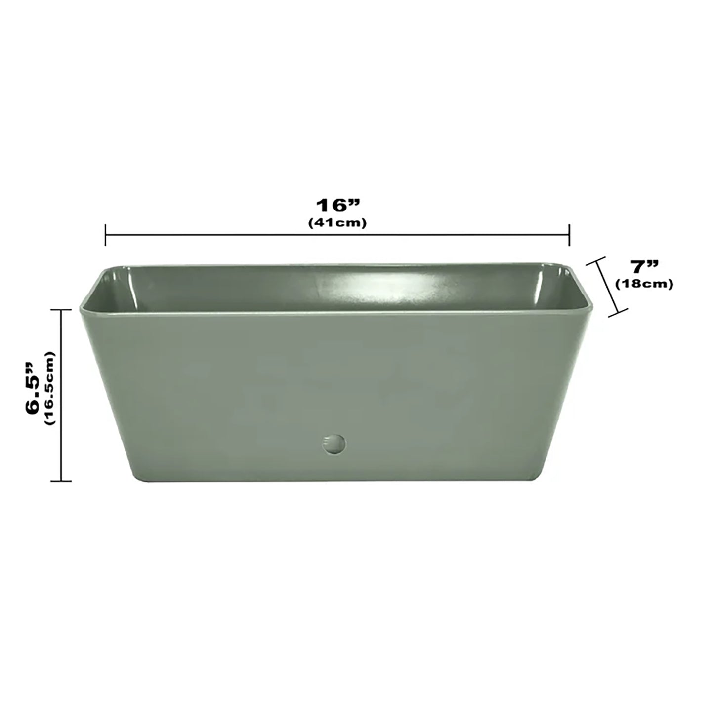 16" Sage Green Rectangular Self-Watering Bamboo Planter -Ship Only
