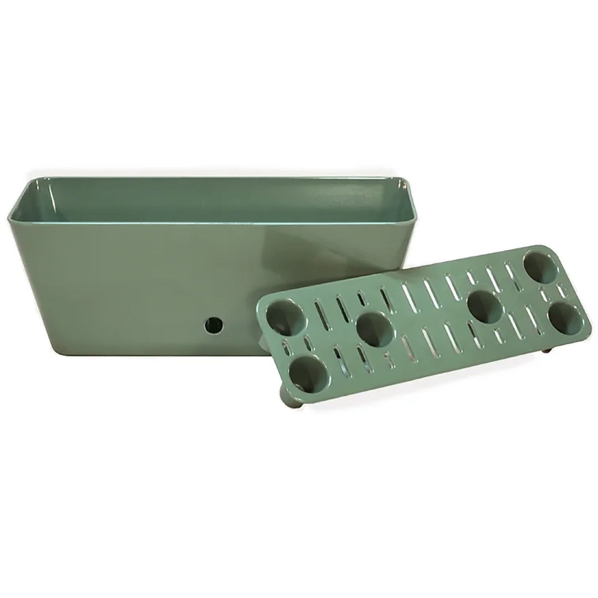 16" Sage Green Rectangular Self-Watering Bamboo Planter -Ship Only