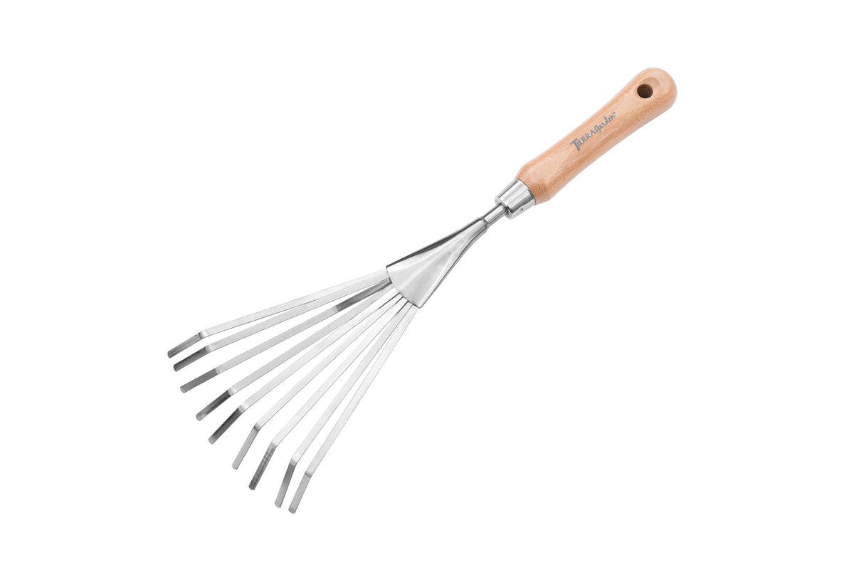 Stainless Steel Hand Rake with Bamboo Handle -Ship Only