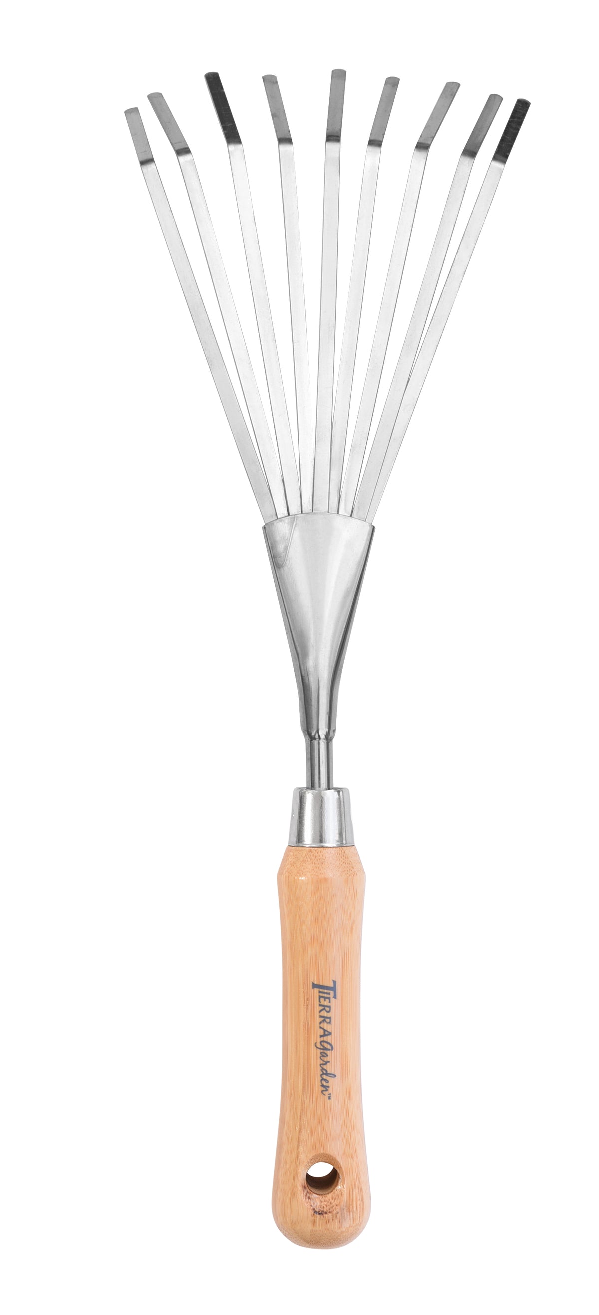 Stainless Steel Hand Rake with Bamboo Handle -Ship Only