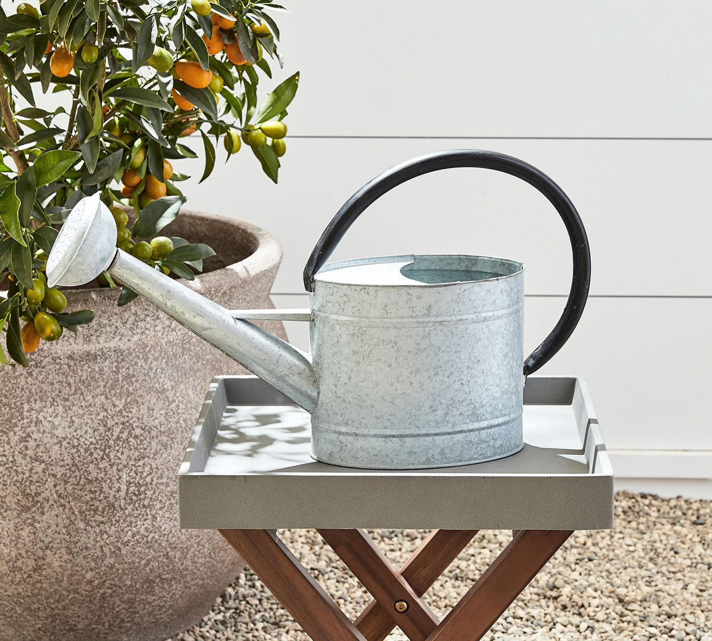 1.3 gal Oval Aged Zinc Watering Can -Ship Only