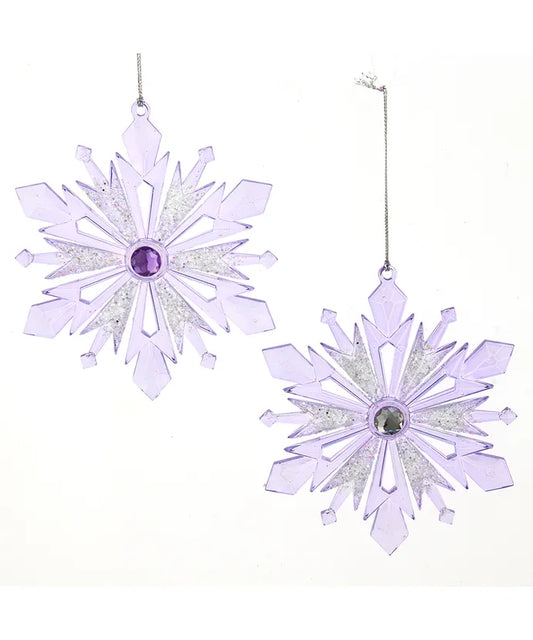 5.25" Lavender, Blue, and Clear Snowflake Ornament