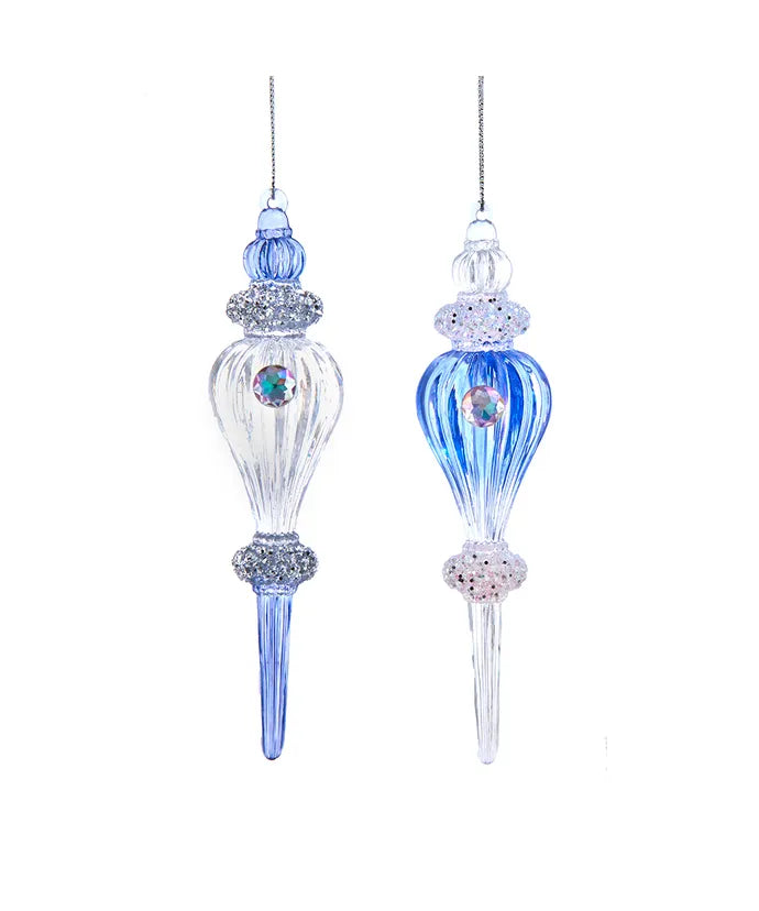 6.3" Lavender, Blue and Clear Finial Ornament